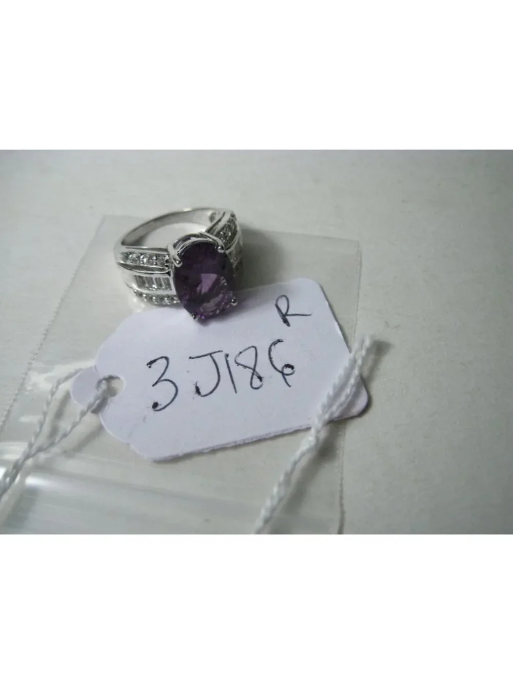 Thailand Sterling Silver 925 Ring Amethyst Stone Clear 6 gr Size 8